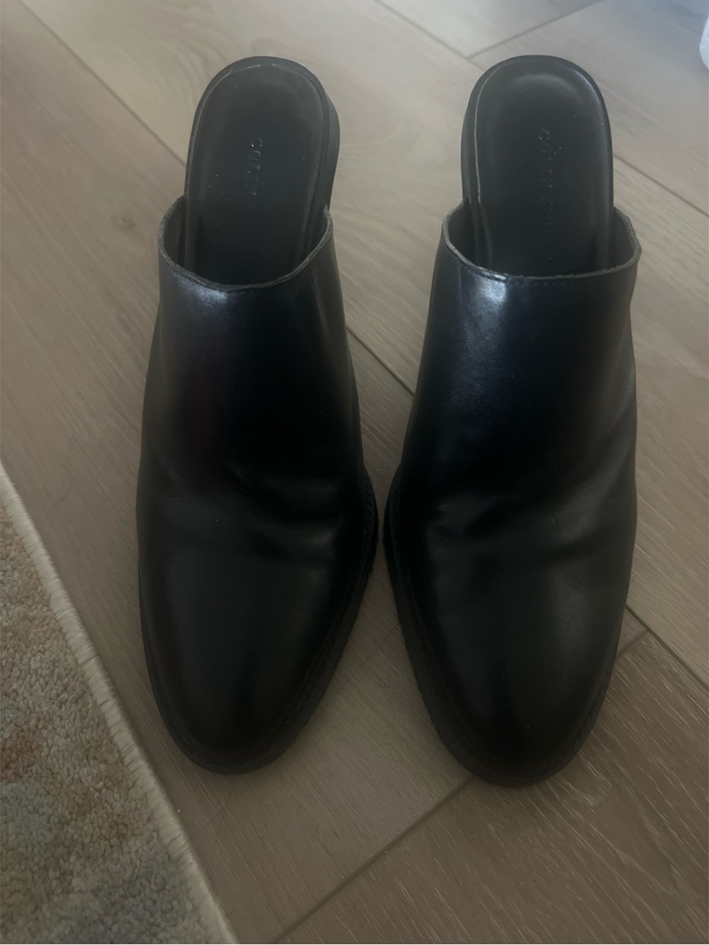 Colin Stuart Black Leather Slip-On Mules